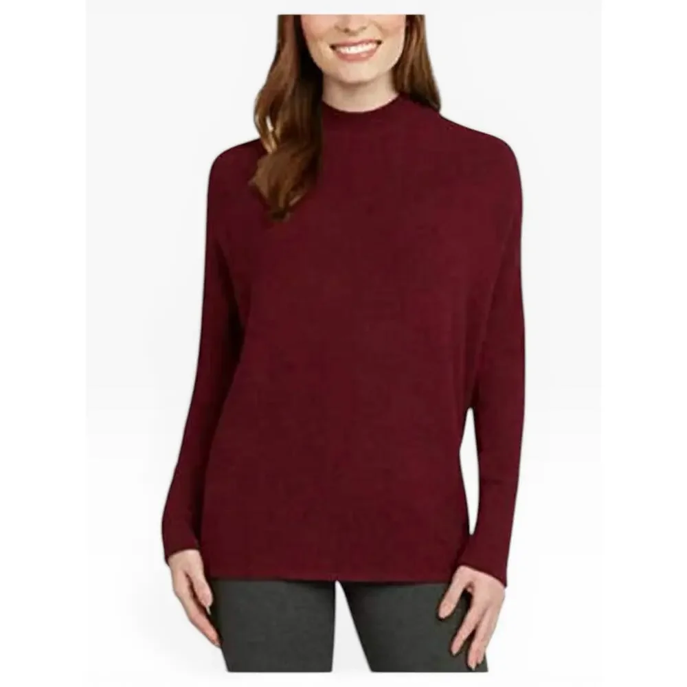 Matty M Mock Neck Knit Top Women Small Burgundy NWT